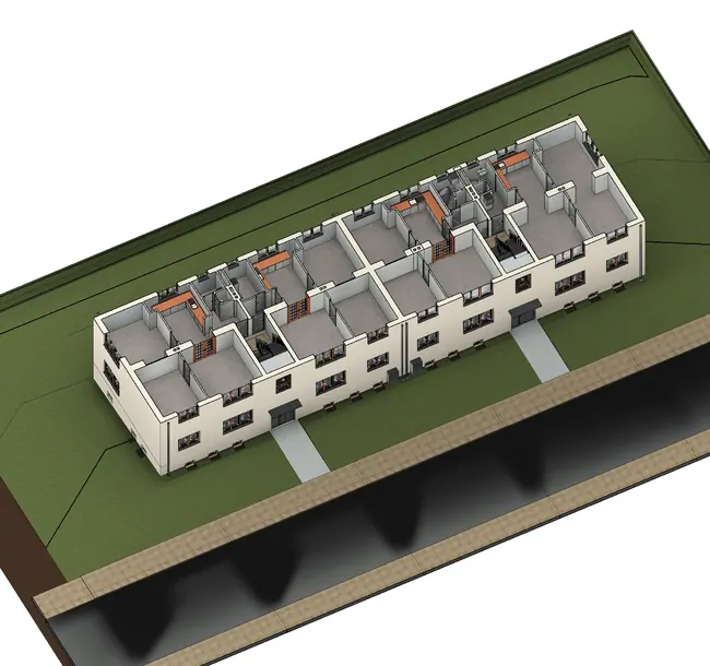 Alternativní záběr 3D modelu dispozic