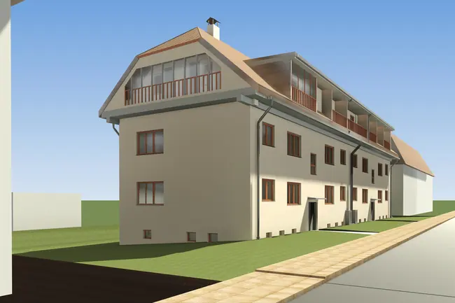3D vizualizace bočního pohledu na objekt