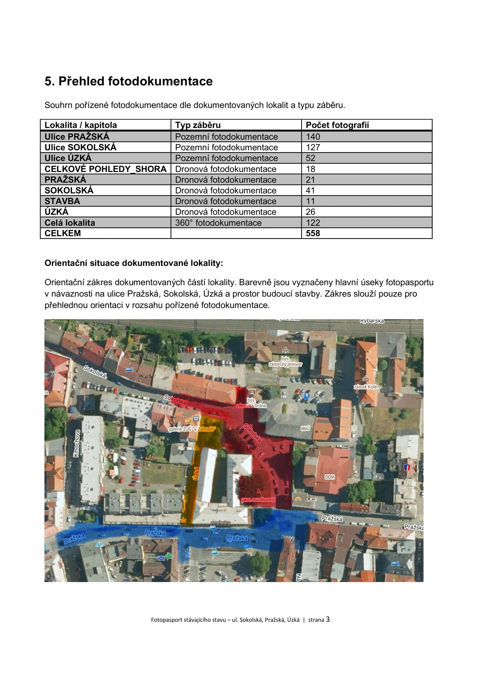 Ukázka hotové dokumentace – přehled dokumentovaného území