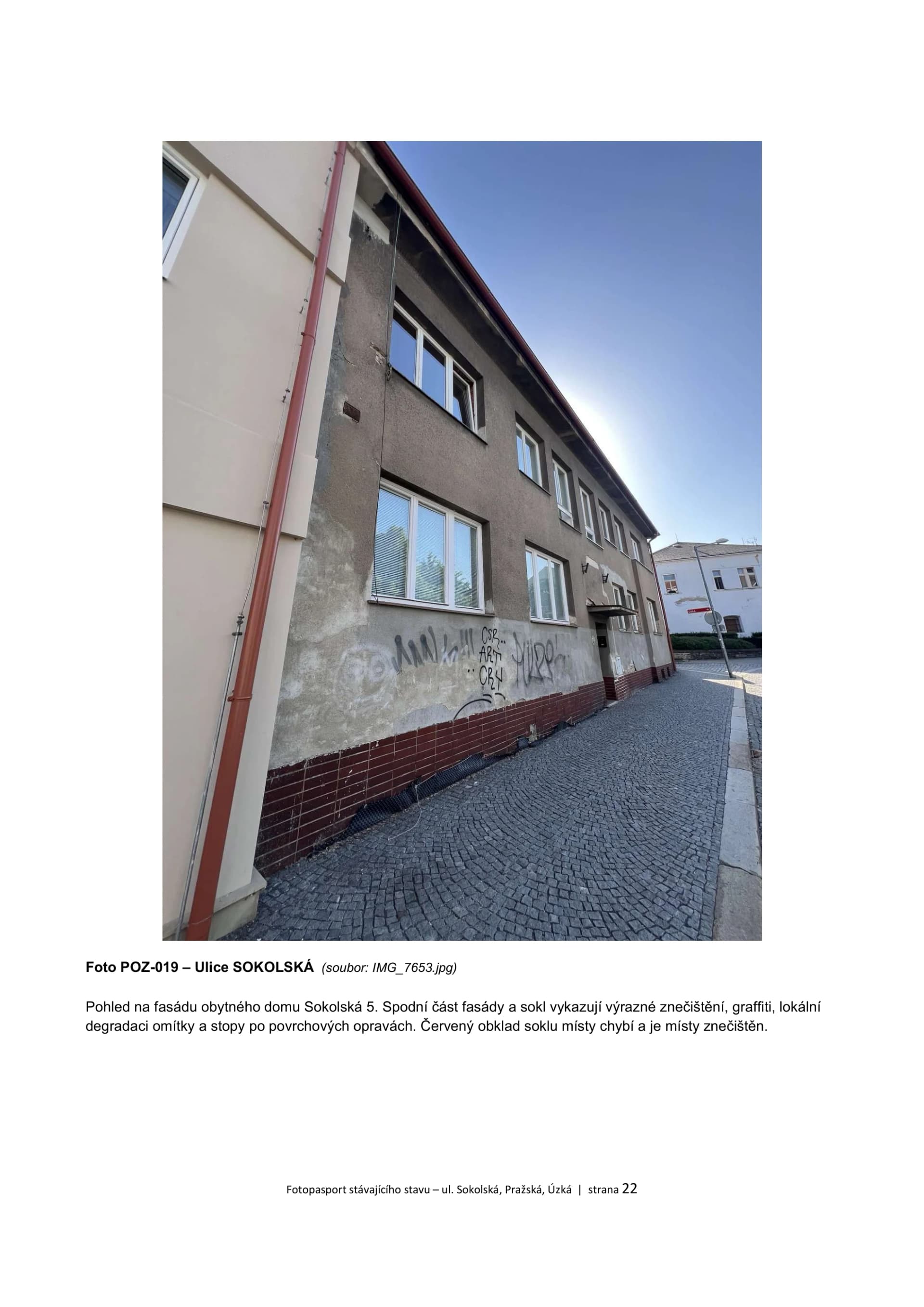 Ukázka hotové dokumentace – strana dokumentace sousední fasády
