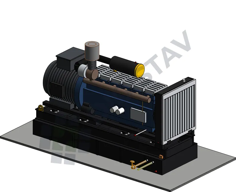 Detail 3D modelu dieselagregátu označeného DA1