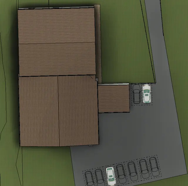 3D model autoservisu – pohled shora