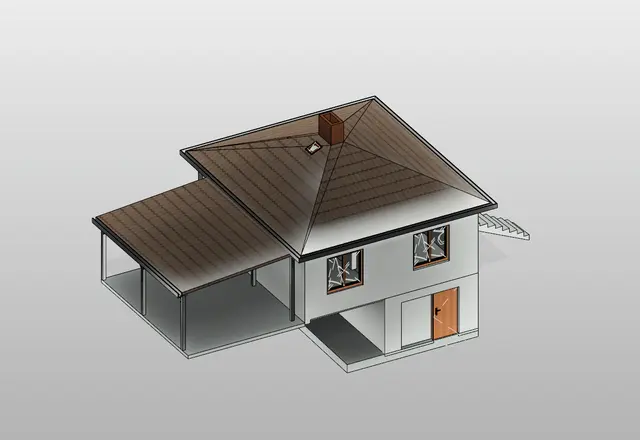 3D model – přístavba a terasa