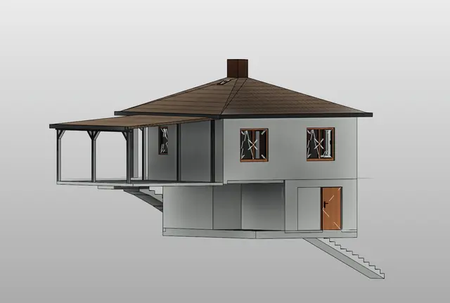 3D model – boční pohled