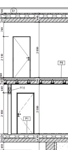 Detail výkresu – okna a dveře