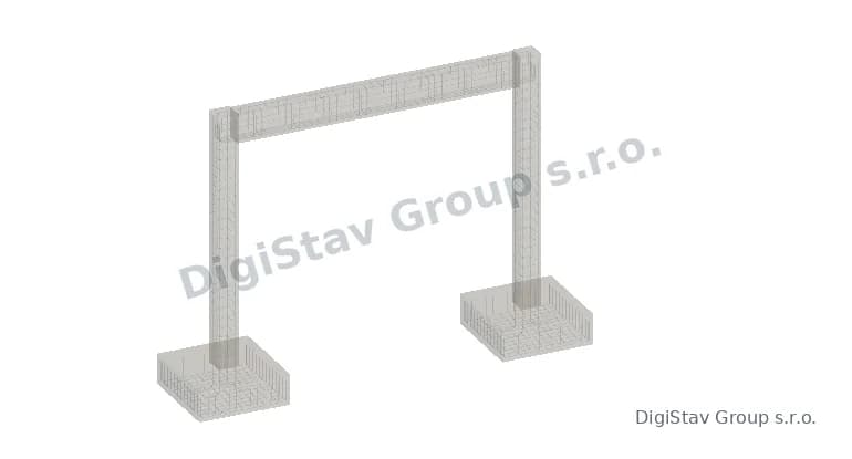 3D pohled na železobetonový rám