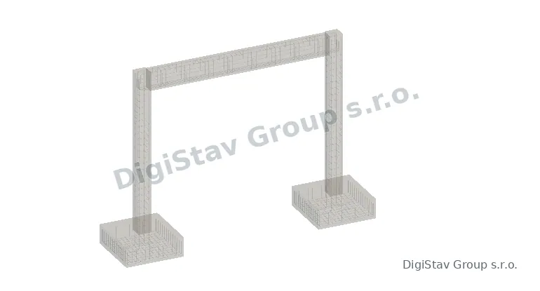 3D pohled na železobetonový rám